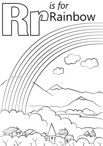 Letter R Is For Rainbow Coloring Page